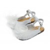 Babywalker Δερμάτινο σαμπό με διακοσμητικό χειροποίητο chiffon λουλούδι λευκό EXC.5772